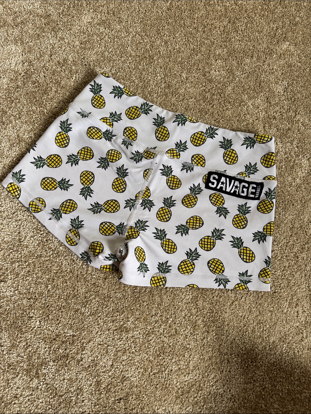 Savage Barbell White Pineapple Athletic Shorts